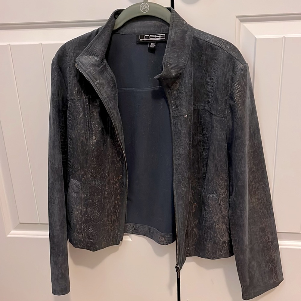 Zip up metallic poly/spandex jacket